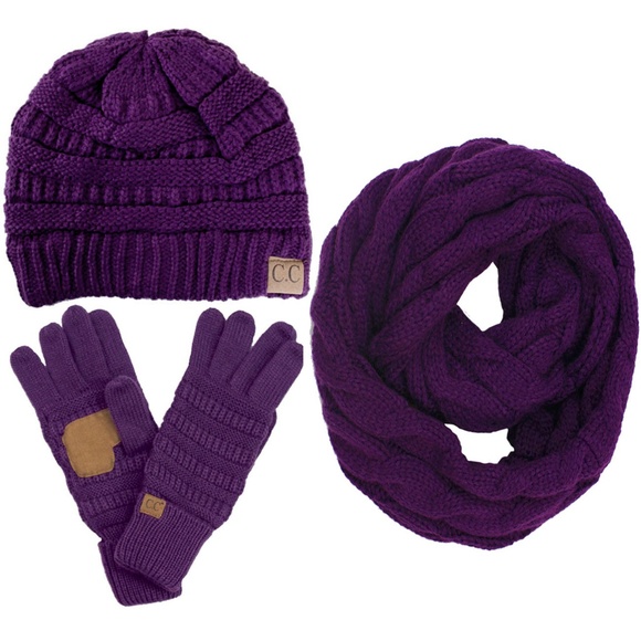 C.C 3pc Metallic Knit Beanie Gloves Scarves Set C.C | Accessories | Cc 3pc Metallic Knit Beanie Gloves  main image 4